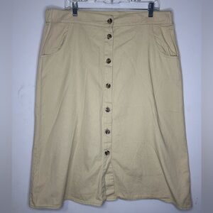 Women’s Jennifer Lauren Classic khaki Button-Front Midi Skirt Size 1X
